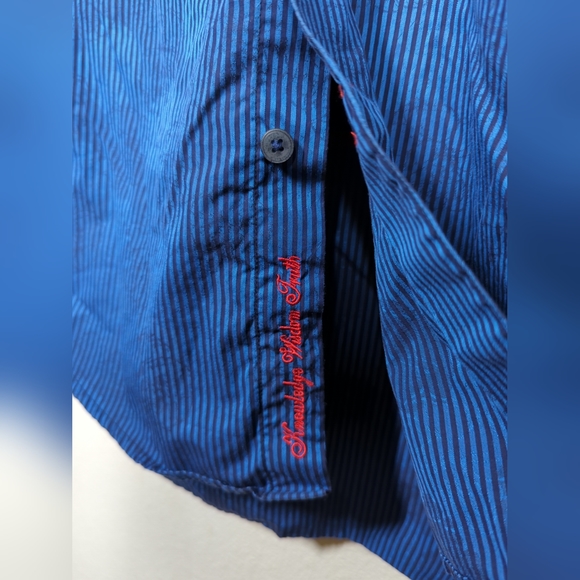 Robert Graham Exclusive Designer Mens Striped Button Up Long Sleeve Blue Size S - Picture 6 of 8